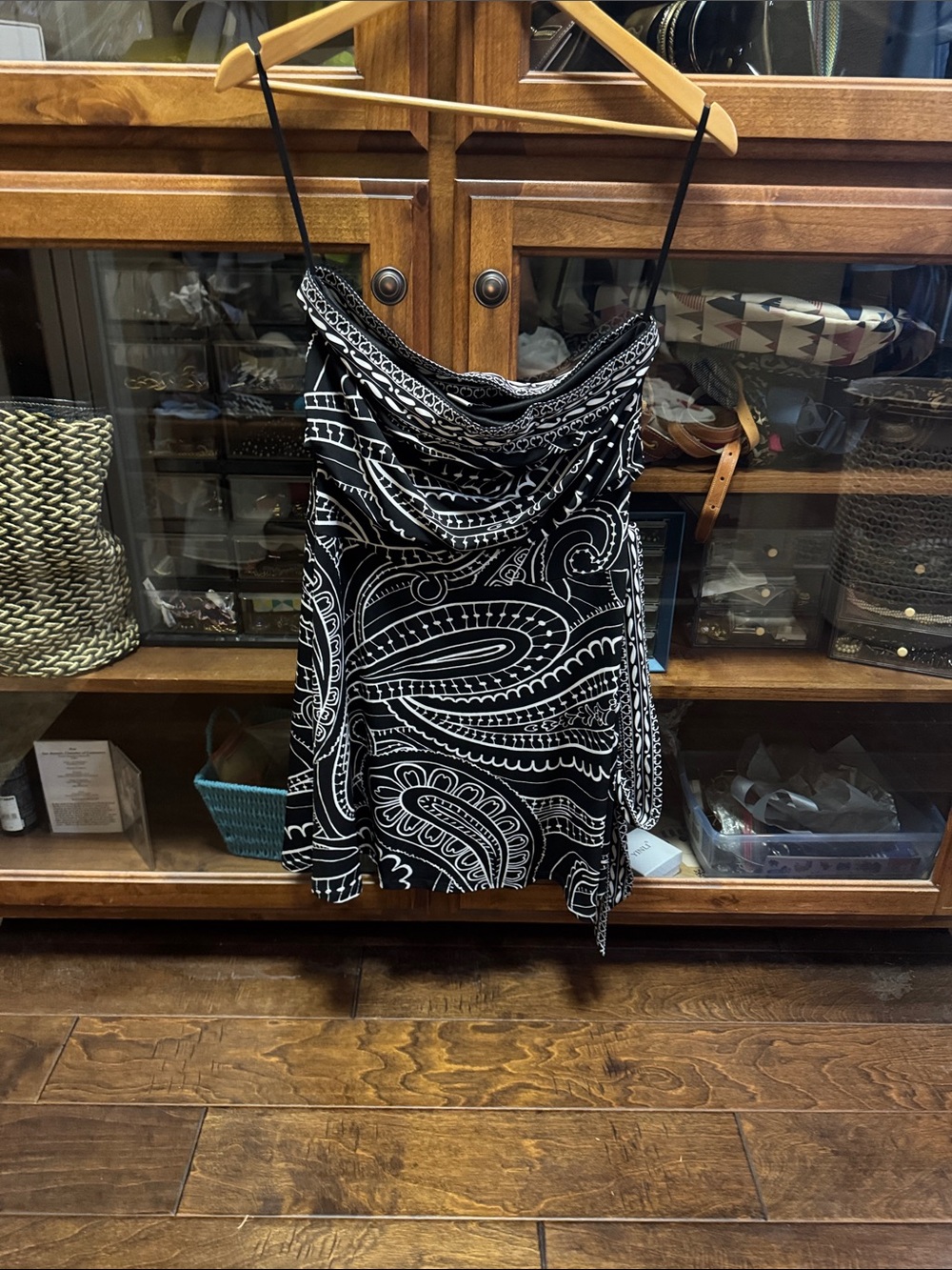 White House Black Market Black & White Paisley strapless Mini Dress